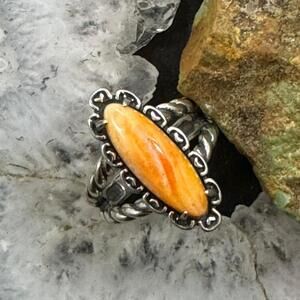 Carolyn Pollack Sterling Elongated Oval Orange Spiny Oyster Ring For Women